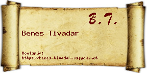Benes Tivadar névjegykártya